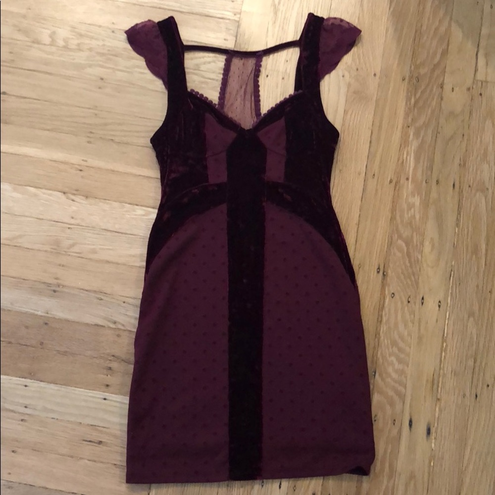 Free People Maroon Mini Body Con